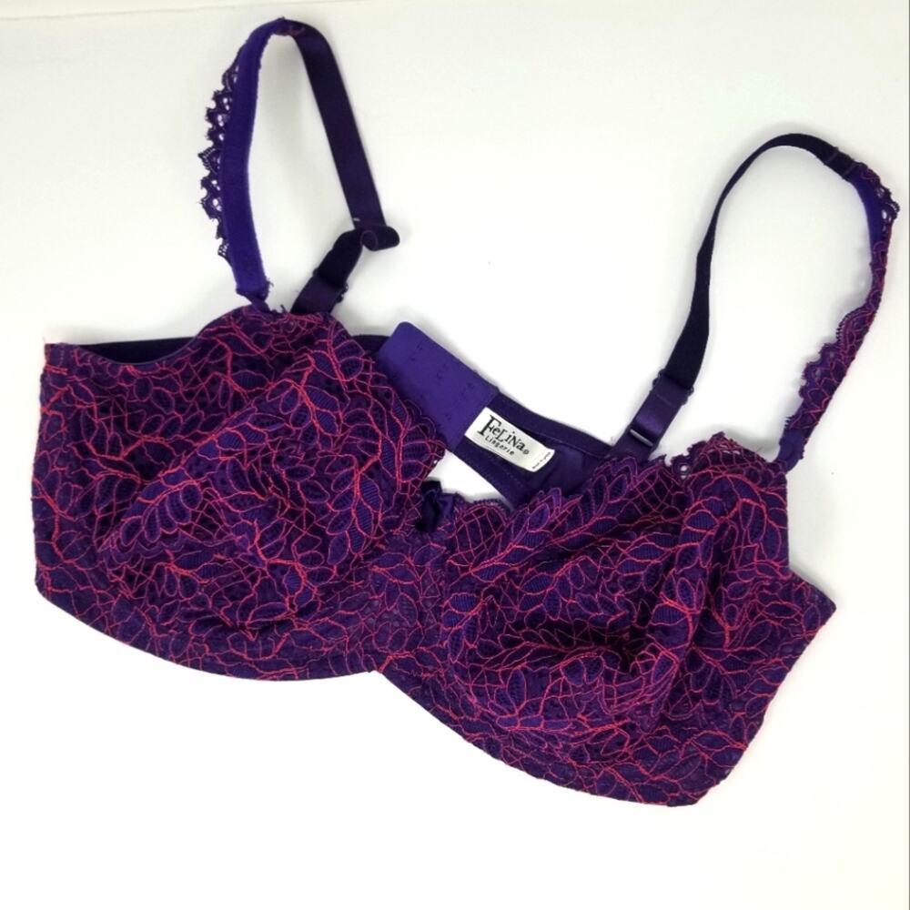 Felina Lingerie Bra Size 40D Purple Pink